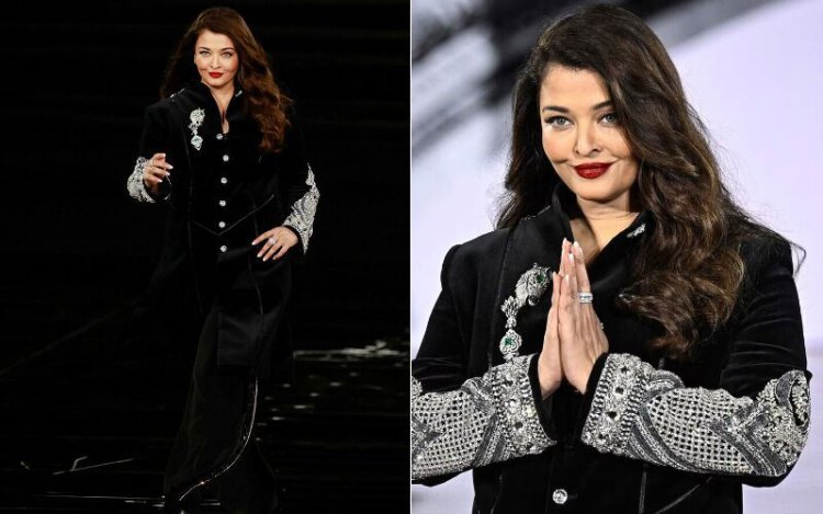 Aishwarya Rai Stuns Paris Ramp in Diamond‑Studded Sherwani by Manish Malhotra
