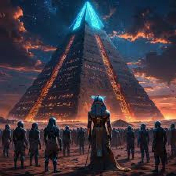 Quantum Genesys: A futuristic symphony at the Giza Pyramids merges ancient Egypt with next-gen technology